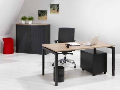 Bureau 4-poot 100 x 80 zwart robson eiken kantoor werktafel